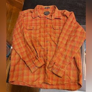 Pendleton Sir Pendleton Men's Orange and Tan Checkered Shirt 100% Wool